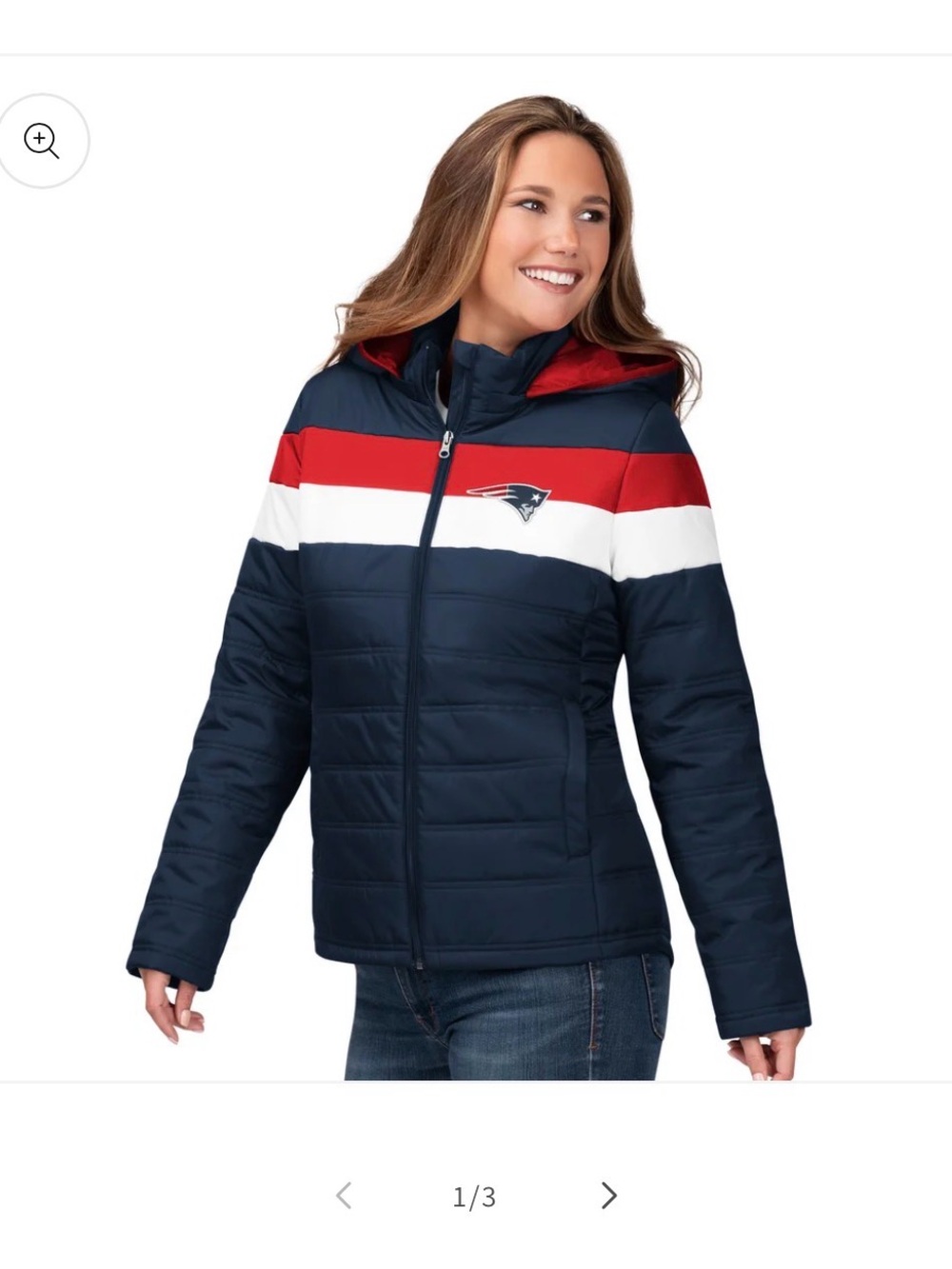 Women's G-111 NFL Team Apparel New England Patriots Hooded Puffer Jacket
